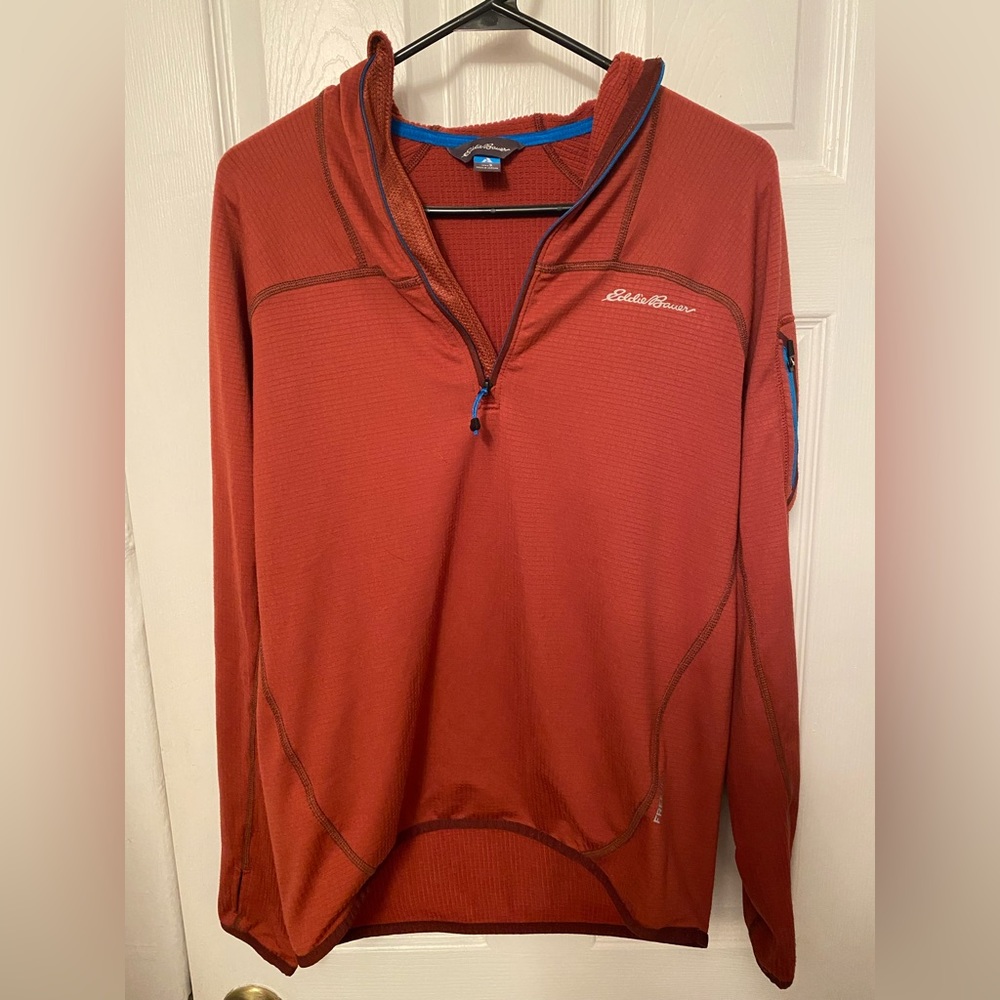 Eddie Bauer High Route Grid Fleece 1/2 Zip Hoodie - Canyon Clay